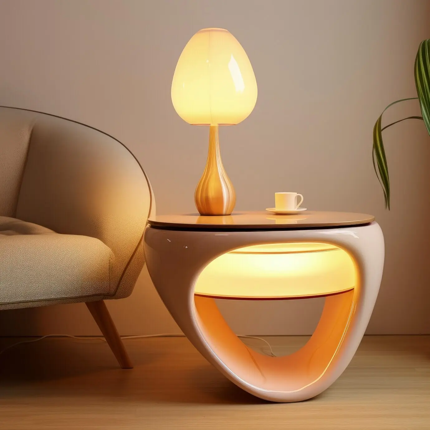 Ansicht einer Hauslampe mit futuristischem Design